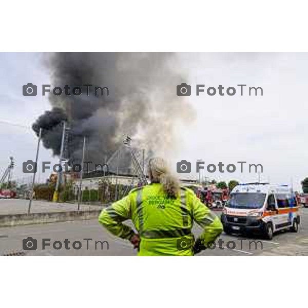 Tiziano Manzoni/LaPresse 14-8 2025 Italia Cronaca Bergamo Ghisalba BG incendio piscine dopo la fine dei lavori