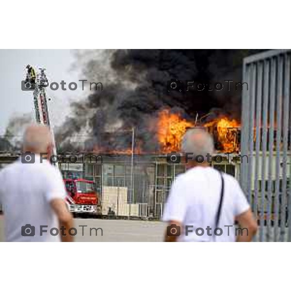 Tiziano Manzoni/LaPresse 14-8 2025 Italia Cronaca Bergamo Ghisalba BG incendio piscine dopo la fine dei lavori