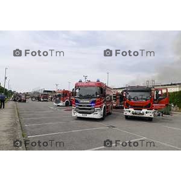 Tiziano Manzoni/LaPresse 14-8 2025 Italia Cronaca Bergamo Ghisalba BG incendio piscine dopo la fine dei lavori