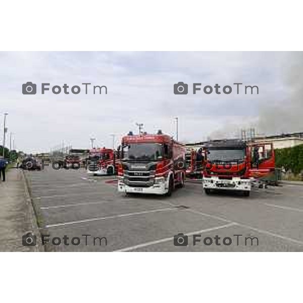 Tiziano Manzoni/LaPresse 14-8 2025 Italia Cronaca Bergamo Ghisalba BG incendio piscine dopo la fine dei lavori