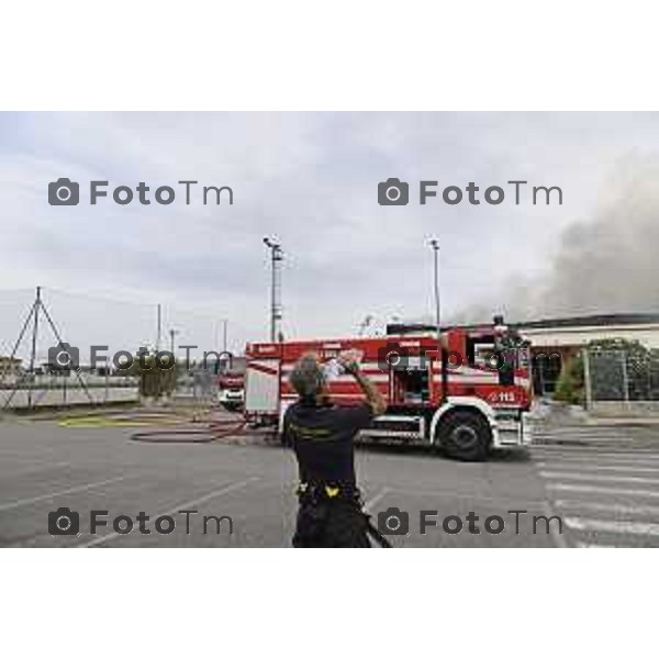 Tiziano Manzoni/LaPresse 14-8 2025 Italia Cronaca Bergamo Ghisalba BG incendio piscine dopo la fine dei lavori