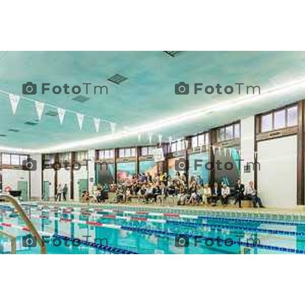 Tiziano Manzoni/LaPresse -9- 2025 Italia Cronaca Bergamo inaugurazione piscina Aquamore Seminario Città Alta Marcella Messina; il Vicario Generale della Diocesi di Bergamo, Mons. Davide Pelucchi; il Rettore del Seminario, Don Gustavo Filippo Magnini
