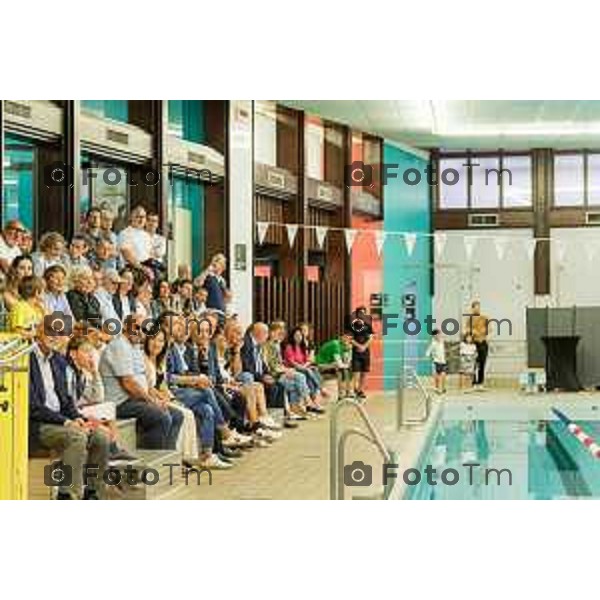 Tiziano Manzoni/LaPresse -9- 2025 Italia Cronaca Bergamo inaugurazione piscina Aquamore Seminario Città Alta Marcella Messina; il Vicario Generale della Diocesi di Bergamo, Mons. Davide Pelucchi; il Rettore del Seminario, Don Gustavo Filippo Magnini