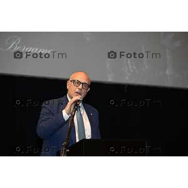 Tiziano Manzoni/LaPresse 18-9- 2025 Italia CronacaBergamo Prefetto di Bergamo alla celebrazione della \'Giornata degli internati italiani nei campi di concentramento tedeschi durante la seconda Guerra Mondiale gruppo Stezzano