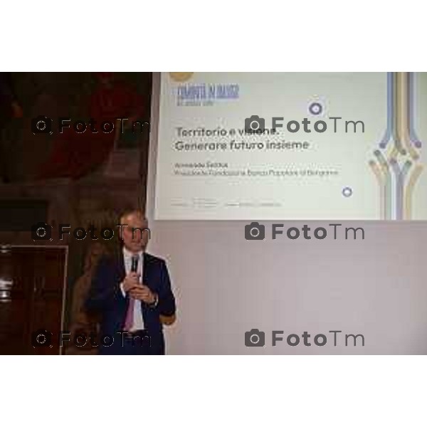 Tiziano Manzoni/LaPresse 18-9- 2025 Italia Cronaca Bergamo Fondazione Bpb EF e Intesa Sanpaolo convegno ,Territorio e visione. Generare futuro insieme Armando Santus, presidente della Fondazione Banca Popolare di Bergamo – Ente Filantropico