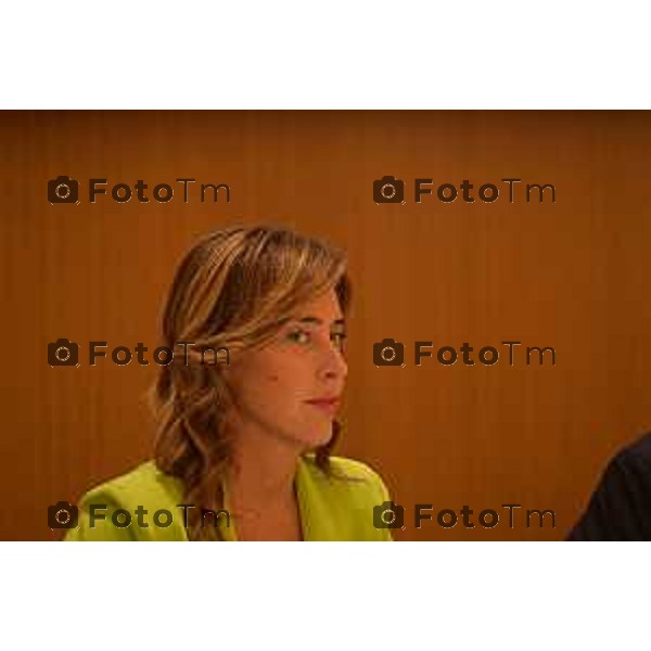 Tiziano Manzoni/LaPresse 19-9- 2025 nella foto il tavolo e i relatori Claudio Martelli, Maria Elena Boschi, Giorgio Gori, Emilio Delbono e Mattia Palazzi Italia Cronaca Bergamo che promuovono la nascita del nuovo circolo Matteotti a Bergamo Cristina Parodi