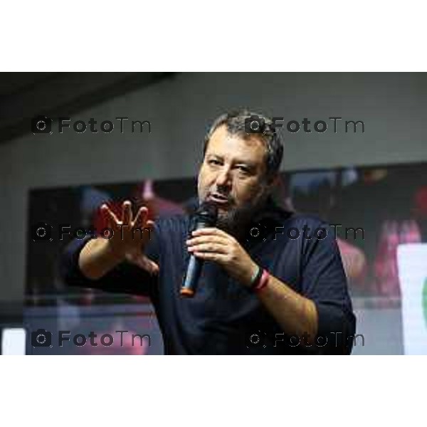 Tiziano Manzoni/LaPresse 20-9- 2025 Italia Cronaca Bergamo Pontida BG raduno leghista sul pratone Giovani Padani arrivo di Salvini non previsto