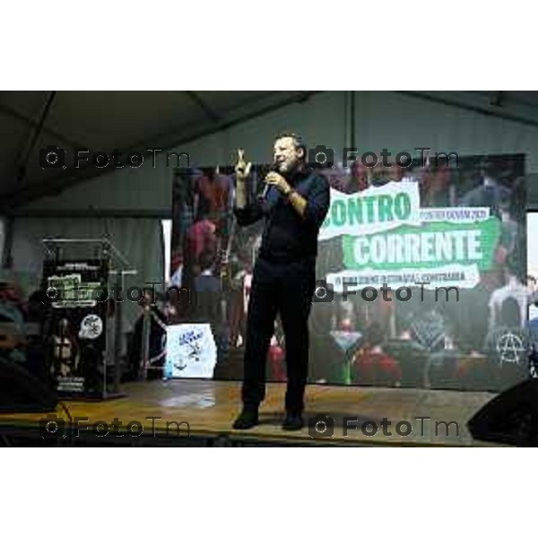 Tiziano Manzoni/LaPresse 20-9- 2025 Italia Cronaca Bergamo Pontida BG raduno leghista sul pratone Giovani Padani arrivo di Salvini non previsto