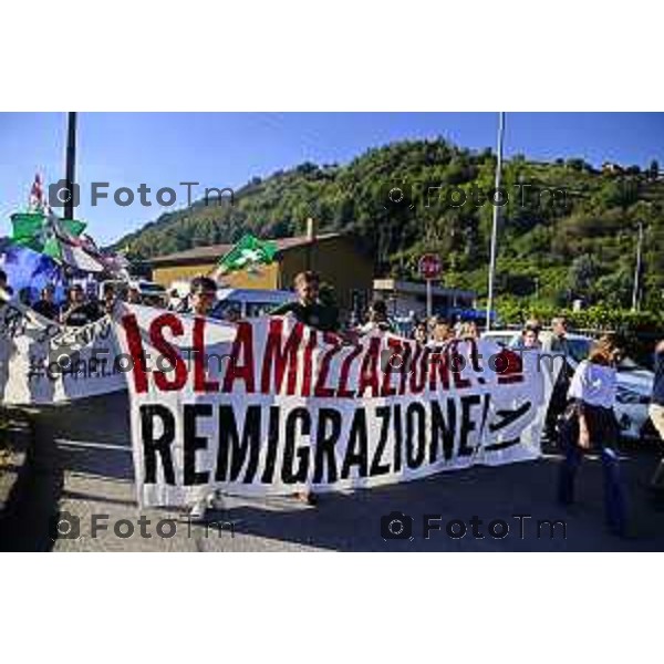 Tiziano Manzoni/LaPresse 20-9- 2025 Italia Cronaca Bergamo Pontida BG raduno leghista sul pratone corteo dei Giovani Padani