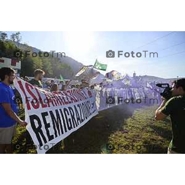 Tiziano Manzoni/LaPresse 20-9- 2025 Italia Cronaca Bergamo Pontida BG raduno leghista sul pratone corteo dei Giovani Padani