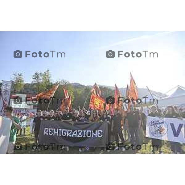Tiziano Manzoni/LaPresse 20-9- 2025 Italia Cronaca Bergamo Pontida BG raduno leghista sul pratone corteo dei Giovani Padani