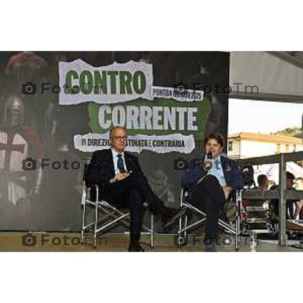 Tiziano Manzoni/LaPresse 20-9- 2025 Italia Cronaca Bergamo Pontida BG raduno leghista sul pratone Giovani Padani Intervento ministro Valditara
