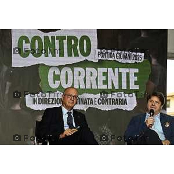 Tiziano Manzoni/LaPresse 20-9- 2025 Italia Cronaca Bergamo Pontida BG raduno leghista sul pratone Giovani Padani Intervento ministro Valditara