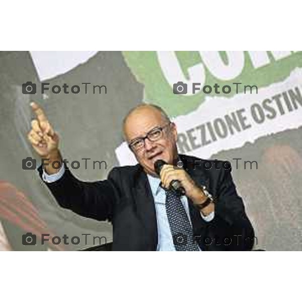 Tiziano Manzoni/LaPresse 20-9- 2025 Italia Cronaca Bergamo Pontida BG raduno leghista sul pratone Giovani Padani Intervento ministro Valditara