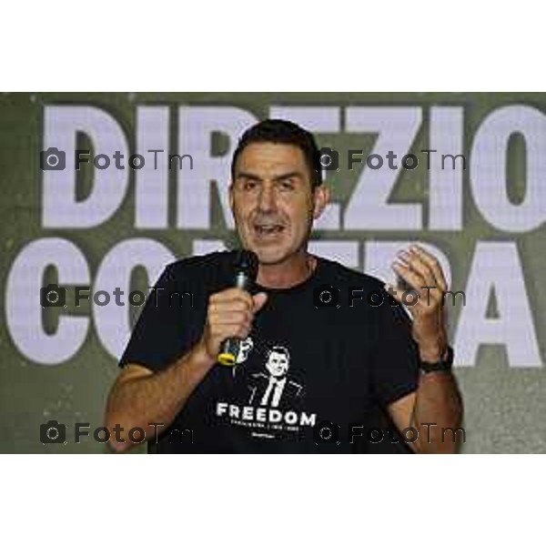 Tiziano Manzoni/LaPresse 20-9- 2025 Italia Cronaca Bergamo Pontida BG raduno leghista sul pratone Giovani Padani Intervento di Vanncci