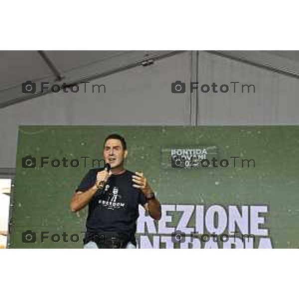 Tiziano Manzoni/LaPresse 20-9- 2025 Italia Cronaca Bergamo Pontida BG raduno leghista sul pratone Giovani Padani Intervento di Vanncci