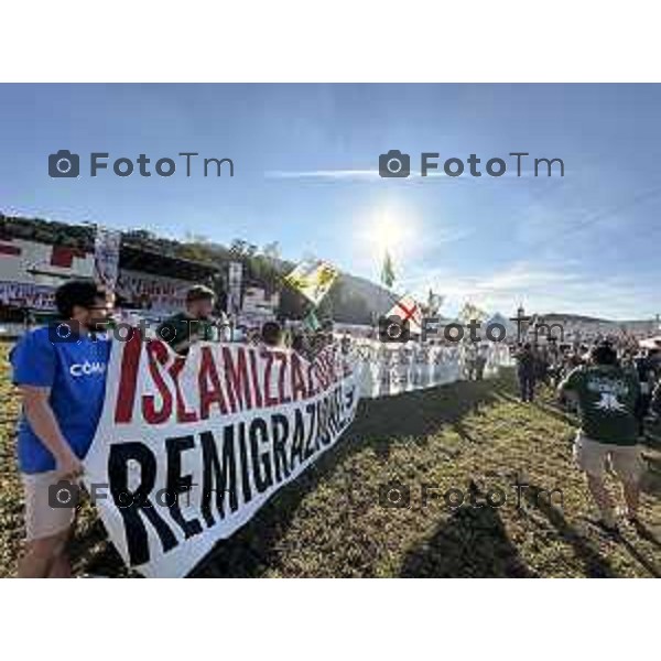 Tiziano Manzoni/LaPresse 20-9- 2025 Italia Cronaca Bergamo Pontida BG raduno leghista sul pratone corteo dei Giovani Padani