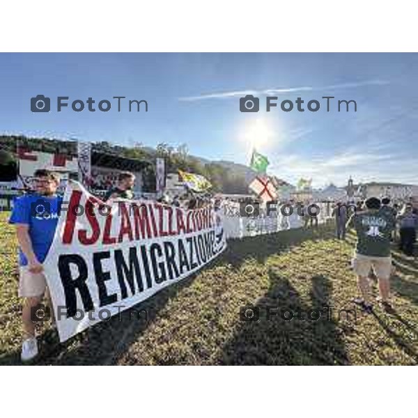 Tiziano Manzoni/LaPresse 20-9- 2025 Italia Cronaca Bergamo Pontida BG raduno leghista sul pratone corteo dei Giovani Padani