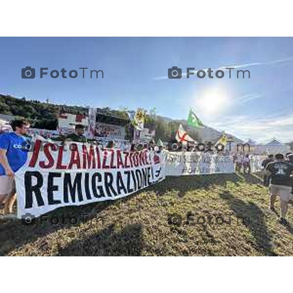 Tiziano Manzoni/LaPresse 20-9- 2025 Italia Cronaca Bergamo Pontida BG raduno leghista sul pratone corteo dei Giovani Padani