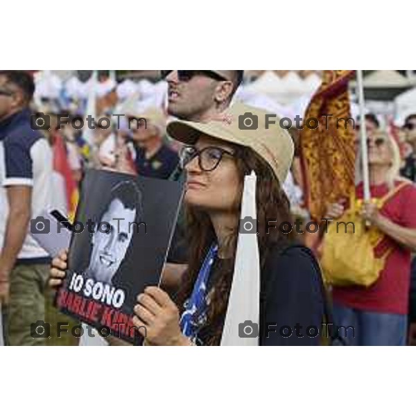 Tiziano Manzoni/LaPresse 21-09- 2025 Italia Cronaca Pontida Bergamo raduno Leghista sul prato del paese Lombardo Matteo Salvini 2025