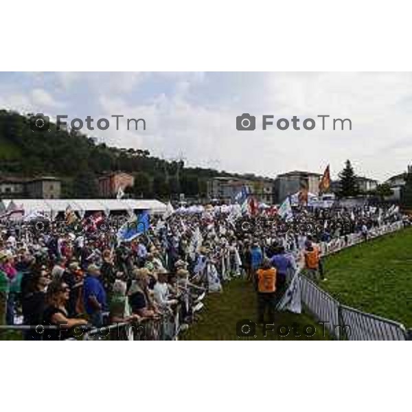 Tiziano Manzoni/LaPresse 21-09- 2025 Italia Cronaca Pontida Bergamo raduno Leghista sul prato del paese Lombardo Matteo Salvini 2025