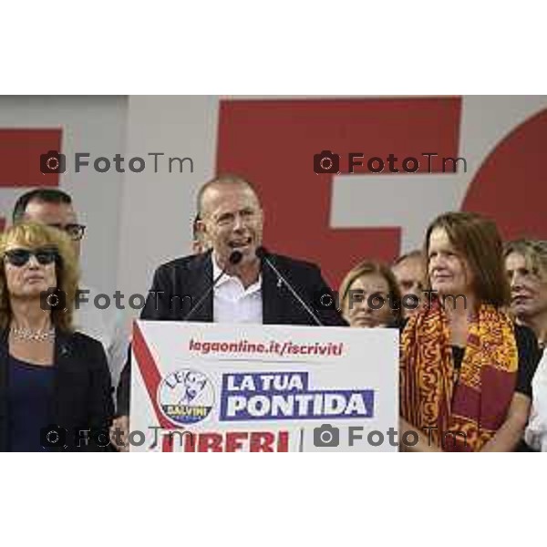 Tiziano Manzoni/LaPresse 21-09- 2025 Italia Cronaca Pontida Bergamo raduno Leghista sul prato del paese Lombardo Massimiliano Romeo