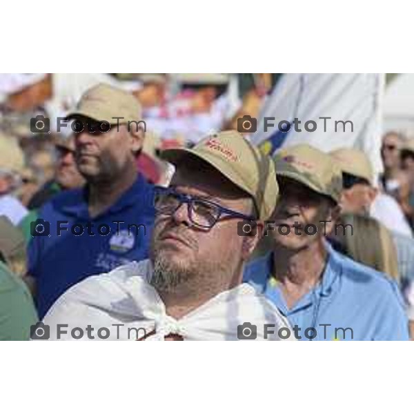 Tiziano Manzoni/LaPresse 21-09- 2025 Italia Cronaca Pontida Bergamo raduno Leghista sul prato del paese Lombardo Matteo Salvini 2025