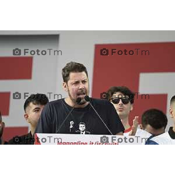 Tiziano Manzoni/LaPresse 21-09- 2025 Italia Cronaca Pontida Bergamo raduno Leghista sul prato del paese Lombardo Toccalini Giovani Padani