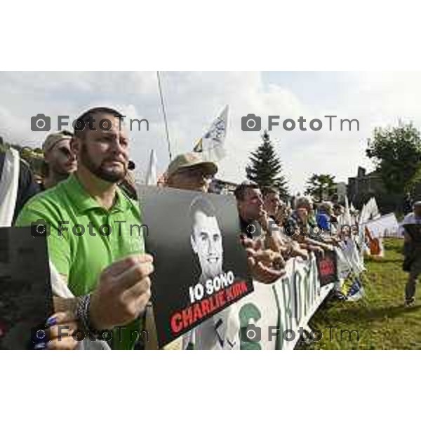 Tiziano Manzoni/LaPresse 21-09- 2025 Italia Cronaca Pontida Bergamo raduno Leghista sul prato del paese Lombardo Matteo Salvini 2025