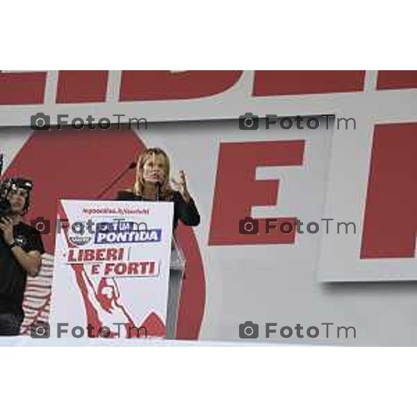Tiziano Manzoni/LaPresse 21-09- 2025 Italia Cronaca Pontida Bergamo raduno Leghista sul prato del paese Lombardo Hoara Borselli