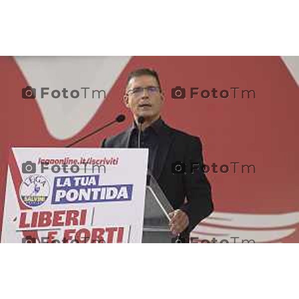 Tiziano Manzoni/LaPresse 21-09- 2025 Italia Cronaca Pontida Bergamo raduno Leghista sul prato del paese Lombardo Capezzone