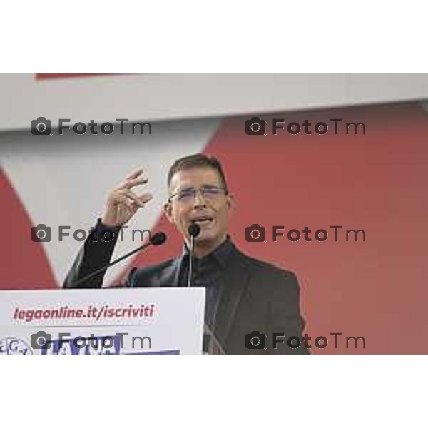 Tiziano Manzoni/LaPresse 21-09- 2025 Italia Cronaca Pontida Bergamo raduno Leghista sul prato del paese Lombardo Capezzone