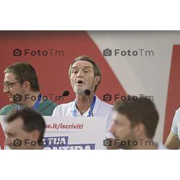 Tiziano Manzoni/LaPresse 21-09- 2025 Italia Cronaca Pontida Bergamo raduno Leghista sul prato del paese Lombardo Attilio Fontana
