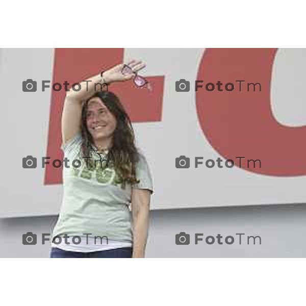 Tiziano Manzoni/LaPresse 21-09- 2025 Italia Cronaca Pontida Bergamo raduno Leghista sul prato del paese Lombardo Alessandra Locatelli ministra 2025