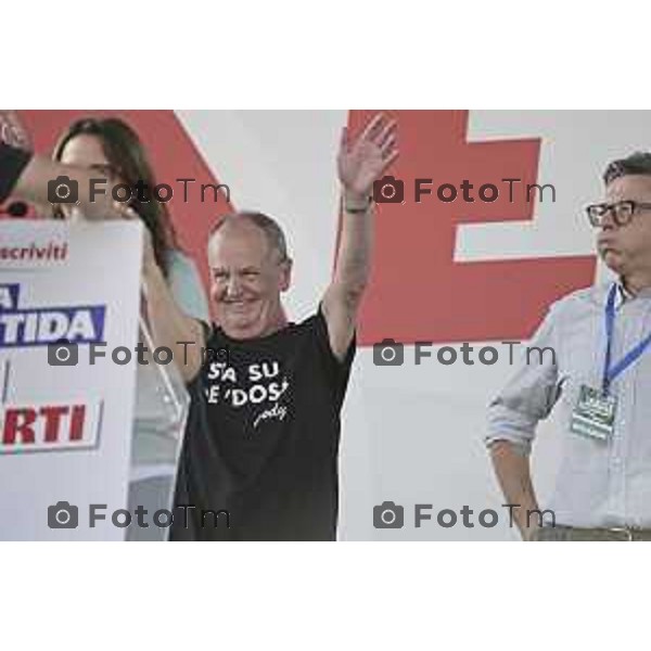 Tiziano Manzoni/LaPresse 21-09- 2025 Italia Cronaca Pontida Bergamo raduno Leghista sul prato del paese Lombardo Calderoli Roberto 2025