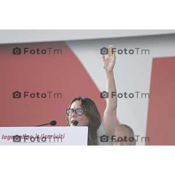 Tiziano Manzoni/LaPresse 21-09- 2025 Italia Cronaca Pontida Bergamo raduno Leghista sul prato del paese Lombardo Alessandra Locatelli ministra 2025