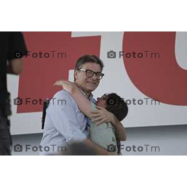 Tiziano Manzoni/LaPresse 21-09- 2025 Italia Cronaca Pontida Bergamo raduno Leghista sul prato del paese Lombardo Giorgetti e Locatelli 2025