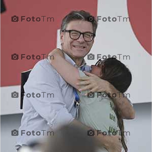 Tiziano Manzoni/LaPresse 21-09- 2025 Italia Cronaca Pontida Bergamo raduno Leghista sul prato del paese Lombardo Giorgetti e Locatelli 2025
