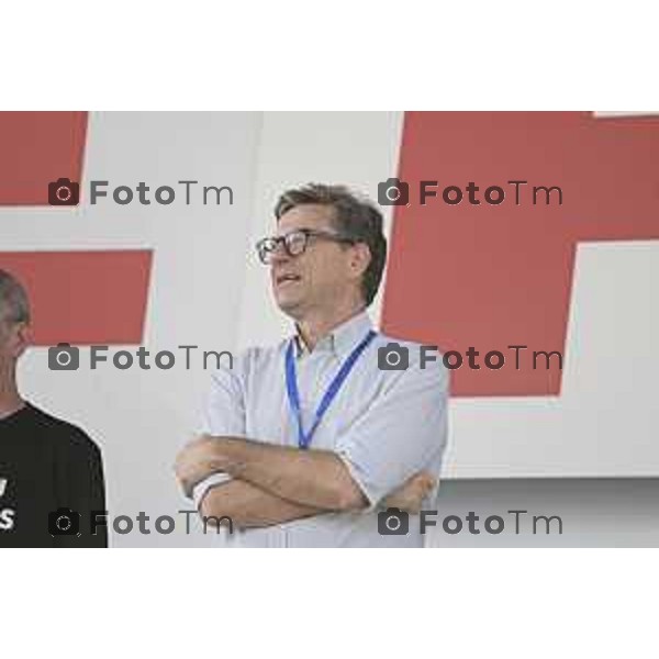 Tiziano Manzoni/LaPresse 21-09- 2025 Italia Cronaca Pontida Bergamo raduno Leghista sul prato del paese Lombardo Giorgetti e Locatelli 2025