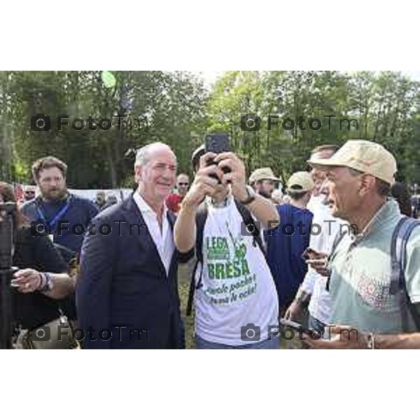 Tiziano Manzoni/LaPresse 21-09- 2025 Italia Cronaca Pontida Bergamo raduno Leghista sul prato del paese Lombardo Zaia 2025