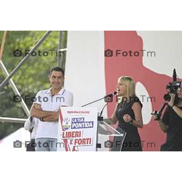 Tiziano Manzoni/LaPresse 21-09- 2025 Italia Cronaca Pontida Bergamo raduno Leghista sul prato del paese LombardoSilvia Sardone Vannacci