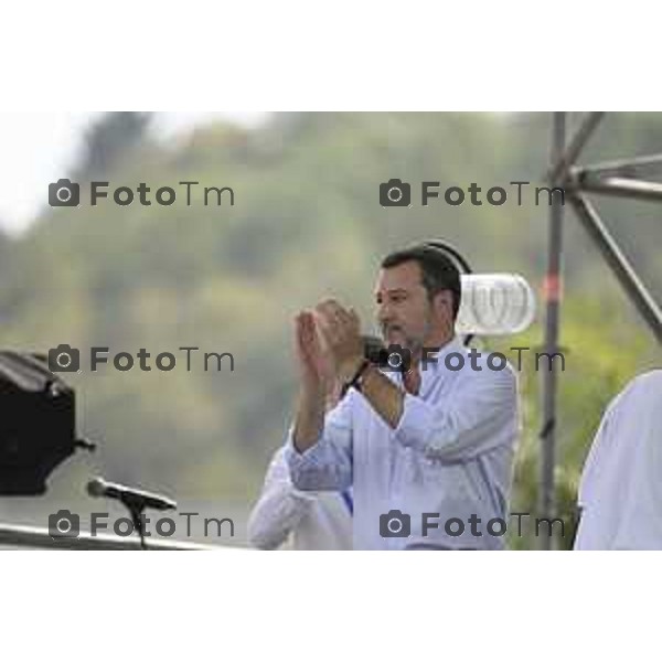 Tiziano Manzoni/LaPresse 21-09- 2025 Italia Cronaca Pontida Bergamo raduno Leghista sul prato del paese Lombardo Matteo Salvini 2025