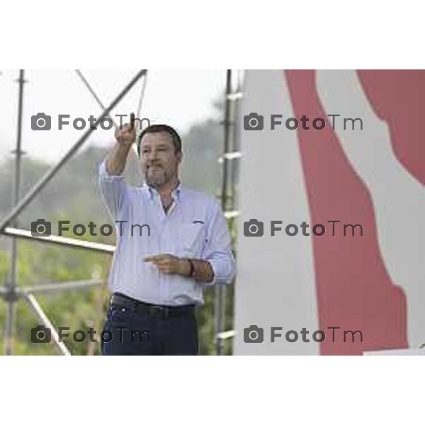 Tiziano Manzoni/LaPresse 21-09- 2025 Italia Cronaca Pontida Bergamo raduno Leghista sul prato del paese Lombardo Matteo Salvini 2025