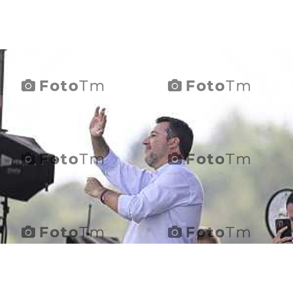 Tiziano Manzoni/LaPresse 21-09- 2025 Italia Cronaca Pontida Bergamo raduno Leghista sul prato del paese Lombardo Matteo Salvini 2025