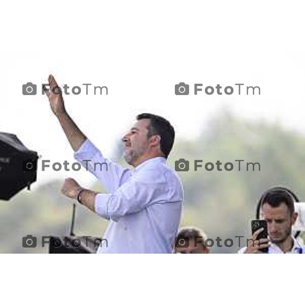 Tiziano Manzoni/LaPresse 21-09- 2025 Italia Cronaca Pontida Bergamo raduno Leghista sul prato del paese Lombardo Matteo Salvini 2025