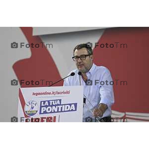 Tiziano Manzoni/LaPresse 21-09- 2025 Italia Cronaca Pontida Bergamo raduno Leghista sul prato del paese Lombardo Matteo Salvini 2025