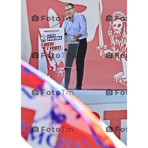 Tiziano Manzoni/LaPresse 21-09- 2025 Italia Cronaca Pontida Bergamo raduno Leghista sul prato del paese Lombardo Matteo Salvini 2025