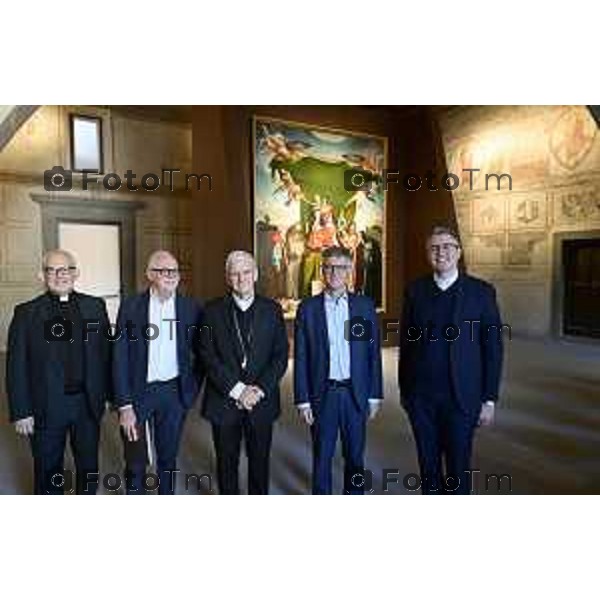 Tiziano Manzoni/LaPresse2 5-9- 2025 Italia Cronaca Bergamo La Diocesi di Bergamo presenta ‘il Bernareggi’, il nuovo Museo Diocesano di Bergamo, nel cuore di Città Alta il percorso museale e le opere in esposizione, accompagnati dal Vescovo di Bergamo Mons. Francesco Beschi. Don Gilulio Della vite, Giovanelli Vescovo Tortelli e don davide rota