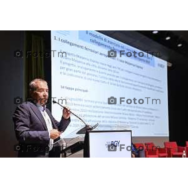 Tiziano Manzoni/LaPresse 16-10- 2025 Italia Cronaca Bergamo convegno un modello di esercizio per il collegamento ferroviario con l\'aeroporto bergamasco Gianni Scarfone Amm Sacbo