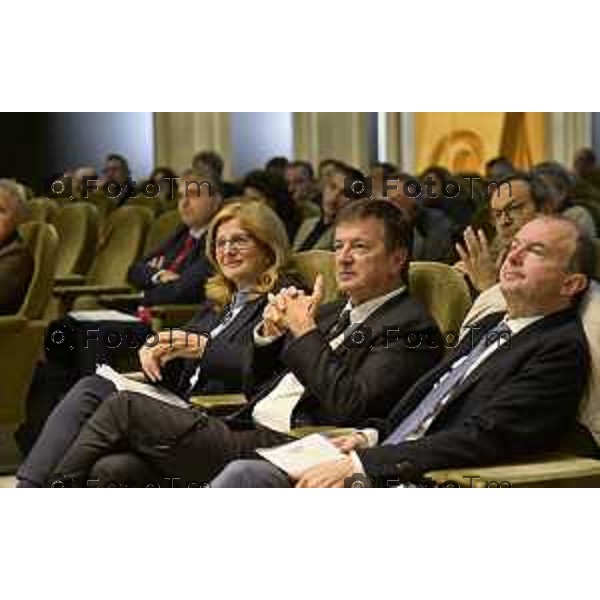 Tiziano Manzoni/LaPresse 16-10- 2025 Italia Cronaca Bergamo convegno un modello di esercizio per il collegamento ferroviario con l\'aeroporto bergamasco Giorgio Gori e Carnevali elena